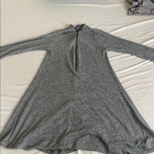 Grey long sleeve zip up sweater dress